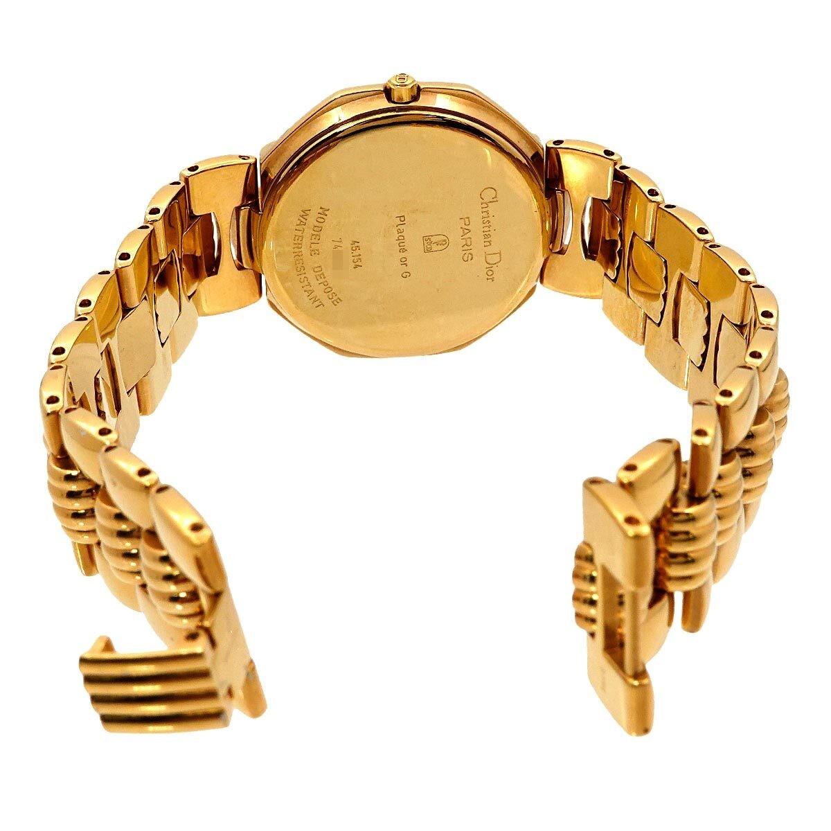 Luxury Promise Japan Christian Dior Depose 45.154 Quartz Date Gold Dial Mens Watch 90275629