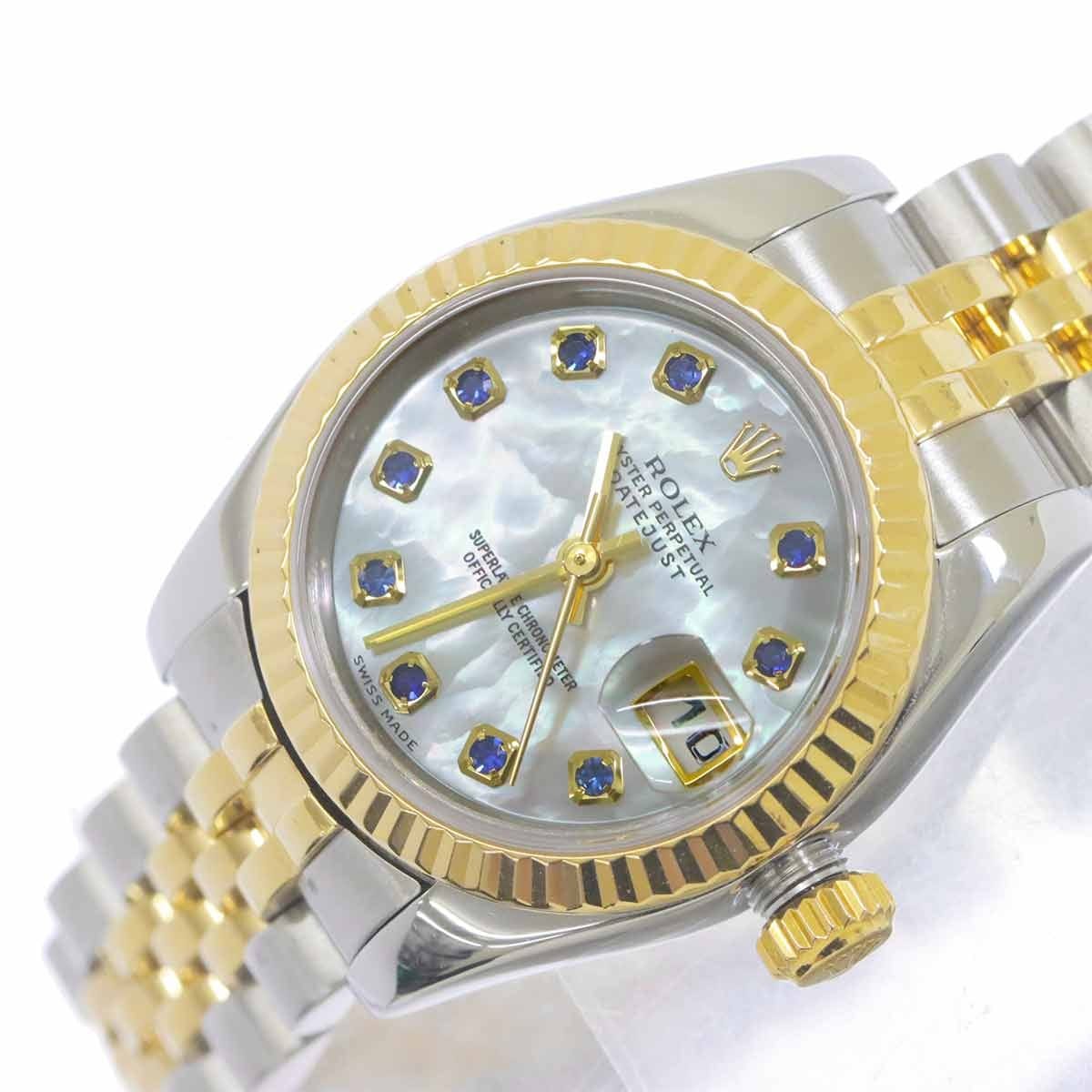 Luxury Promise Japan ROLEX Datejust 179173NGS Serial F 750 YG 10P Sapphire White shell 90293069