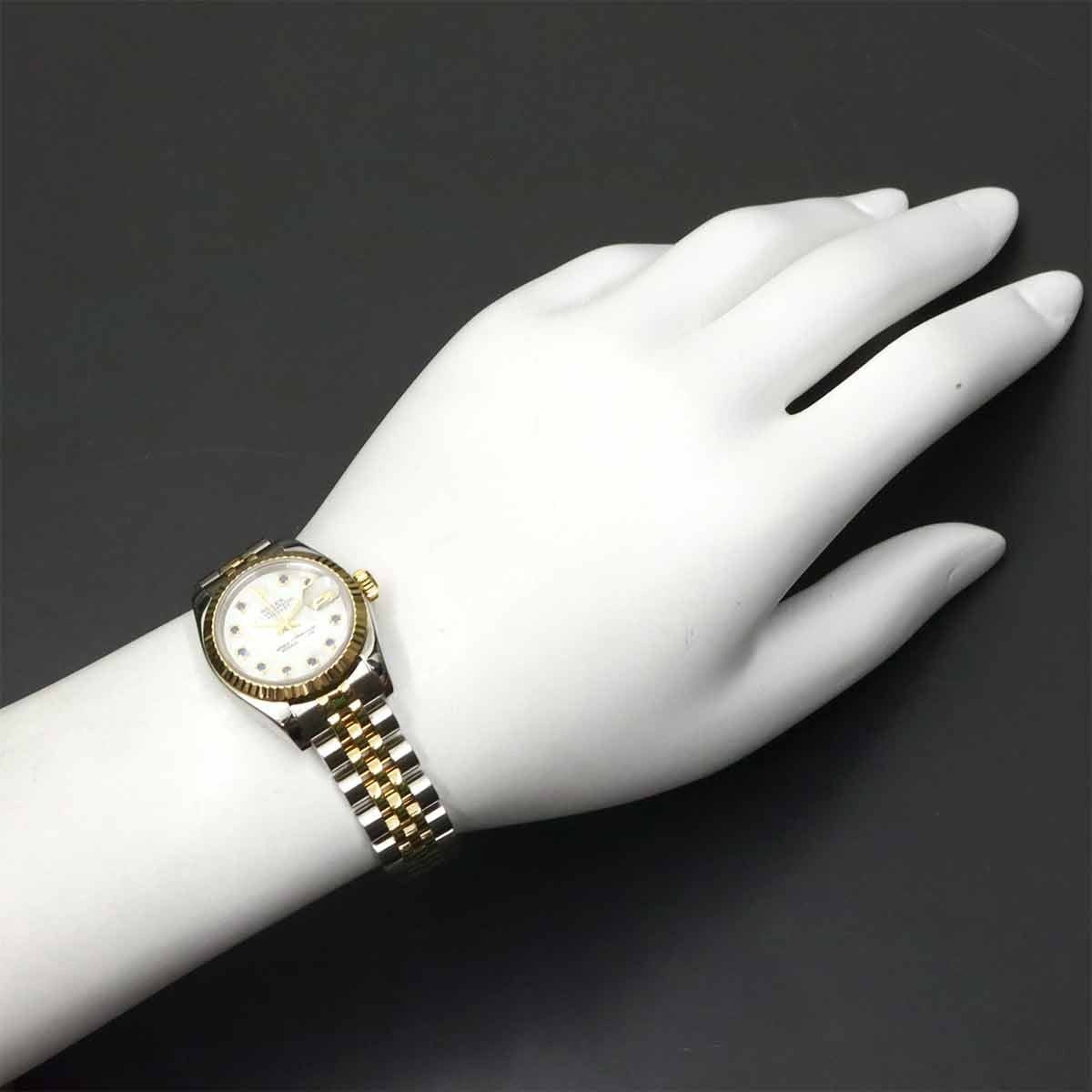 Luxury Promise Japan ROLEX Datejust 179173NGS Serial F 750 YG 10P Sapphire White shell 90293069