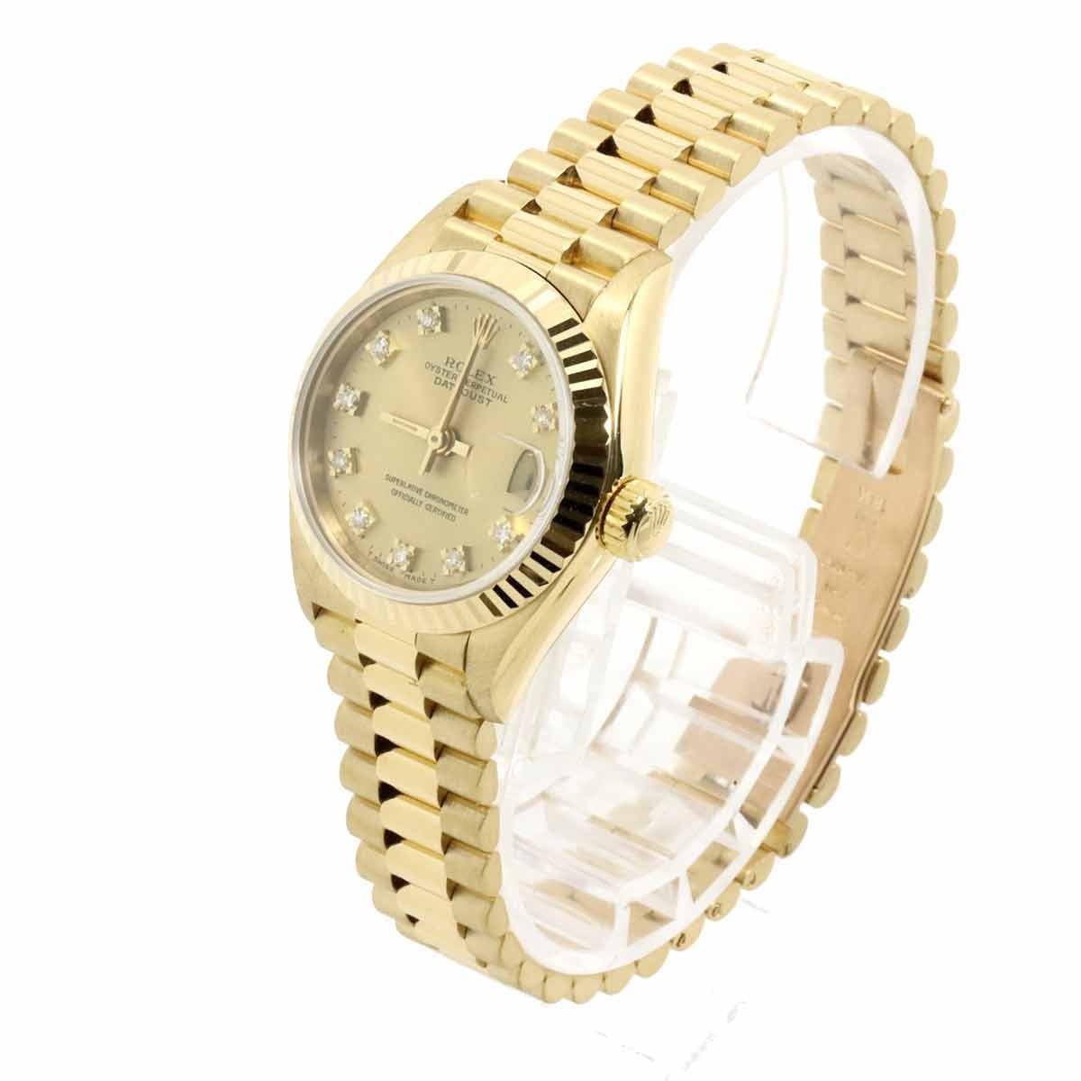 Luxury Promise Japan ROLEX Datejust 69178G Serial R 750 YG 10P Diamond Gold Dial Ladies 90324702