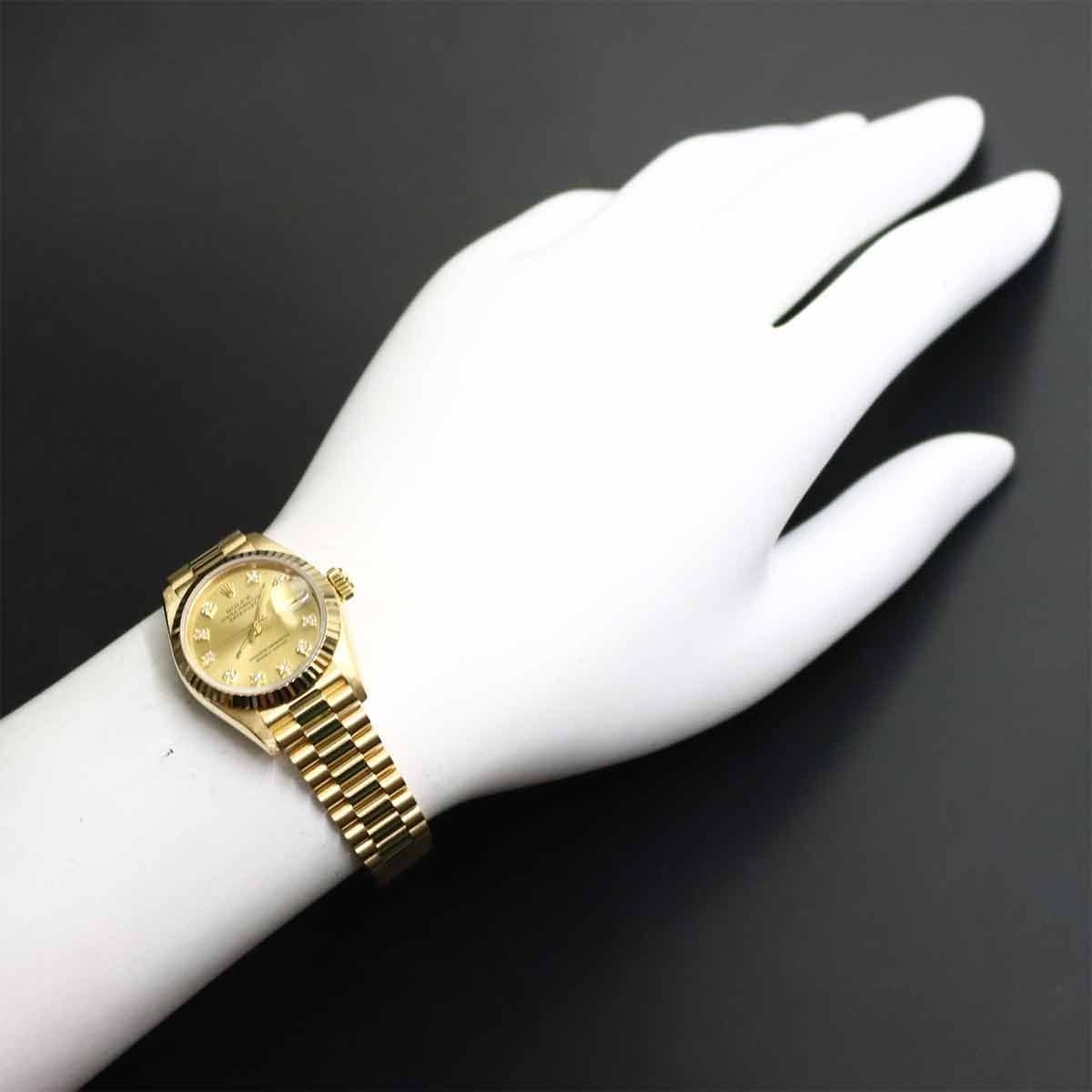 Luxury Promise Japan ROLEX Datejust 69178G Serial R 750 YG 10P Diamond Gold Dial Ladies 90324702