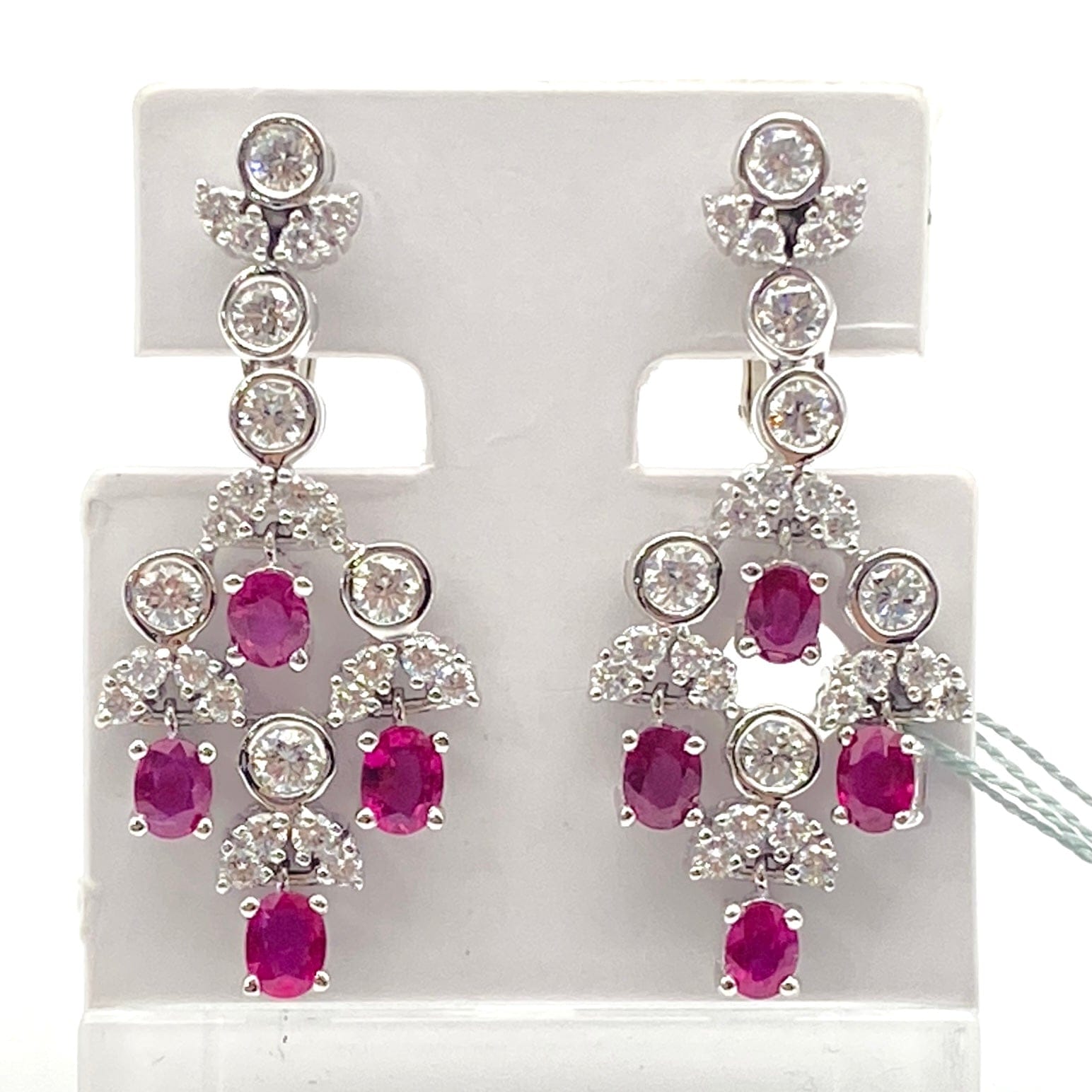 Luxury Promise Japan Jewelry Maki K18WG/Pt850 Ruby Earrings R0.85*2 D0.77*2 Sorting 10.1g 51492