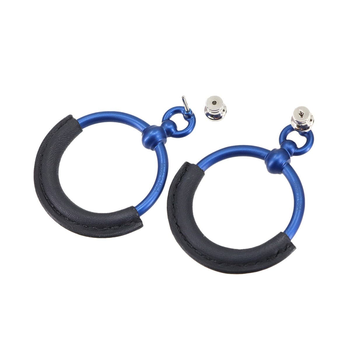 Luxury Promise Japan HERMES Loop PM Earrings Veau Swift Blue Indigo Accessory 90306439