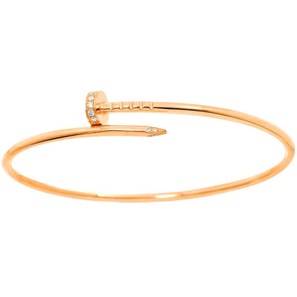 Luxury Promise Japan Cartier Juste Un Clou Diamond Bracelet SM 18K PG 750 size18 90271408