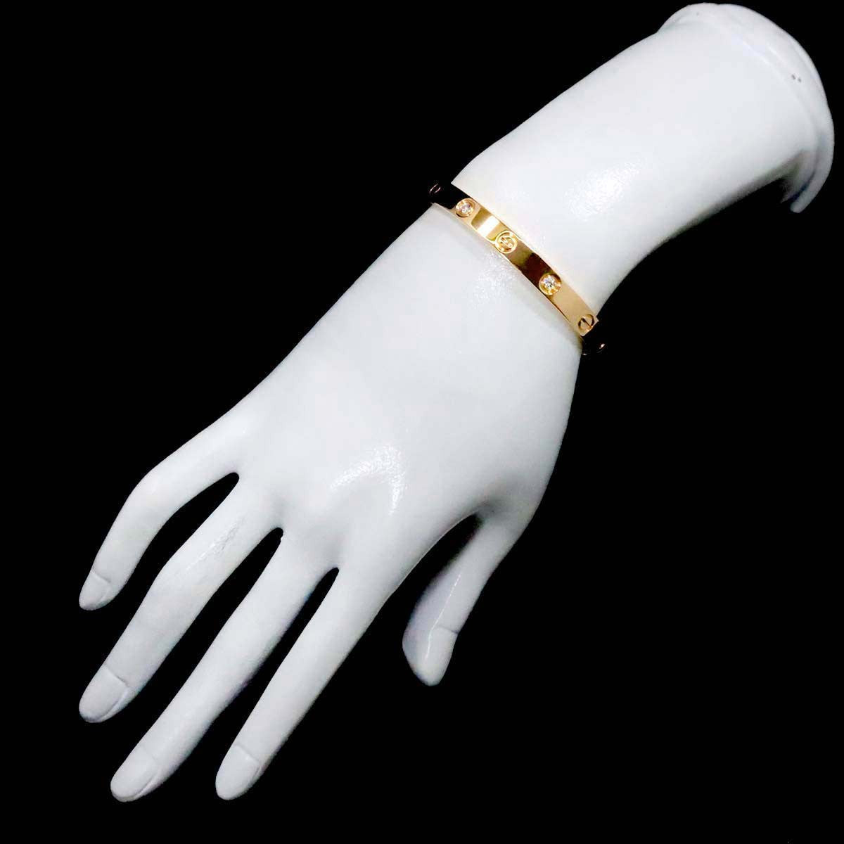 Luxury Promise Japan Cartier Love Bracelet Diamond 4P Bangle 18K YG 750 Size18 90297213