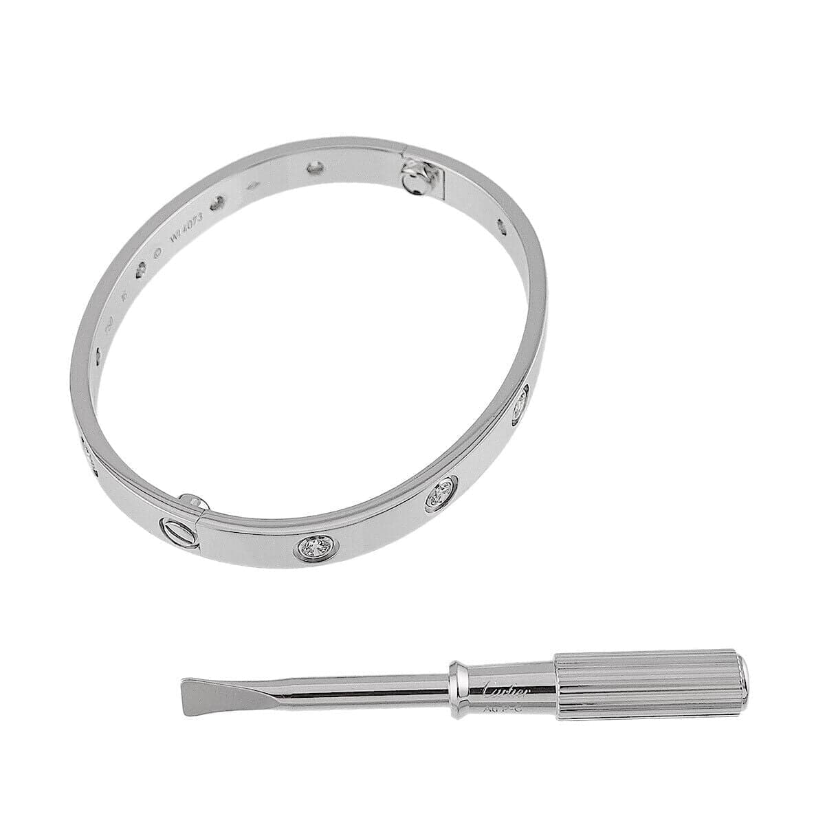 Luxury Promise Japan Cartier Love Bracelet Full Diamond Bangle 18K WG 750 Size16 90252210