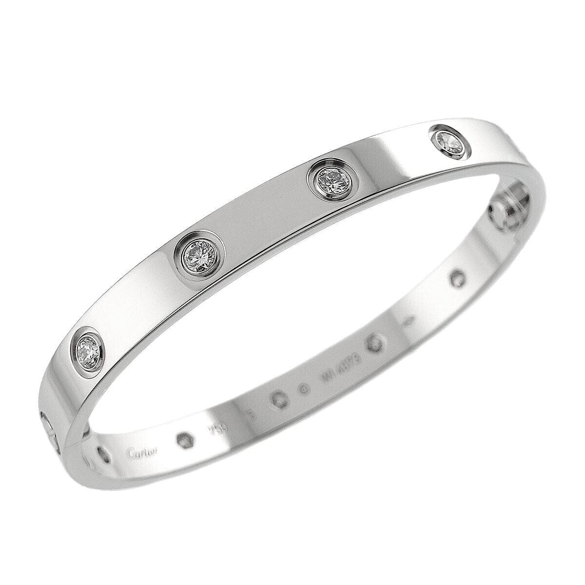 Luxury Promise Japan Cartier Love Bracelet Full Diamond Bangle 18K WG 750 Size16 90252210