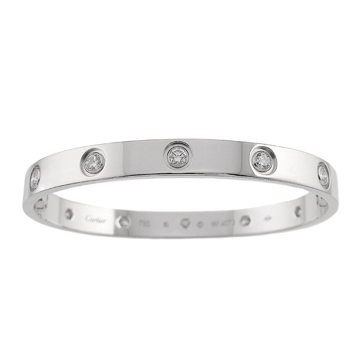 Luxury Promise Japan Cartier Love Bracelet Full Diamond Bangle 18K WG 750 Size16 90252210