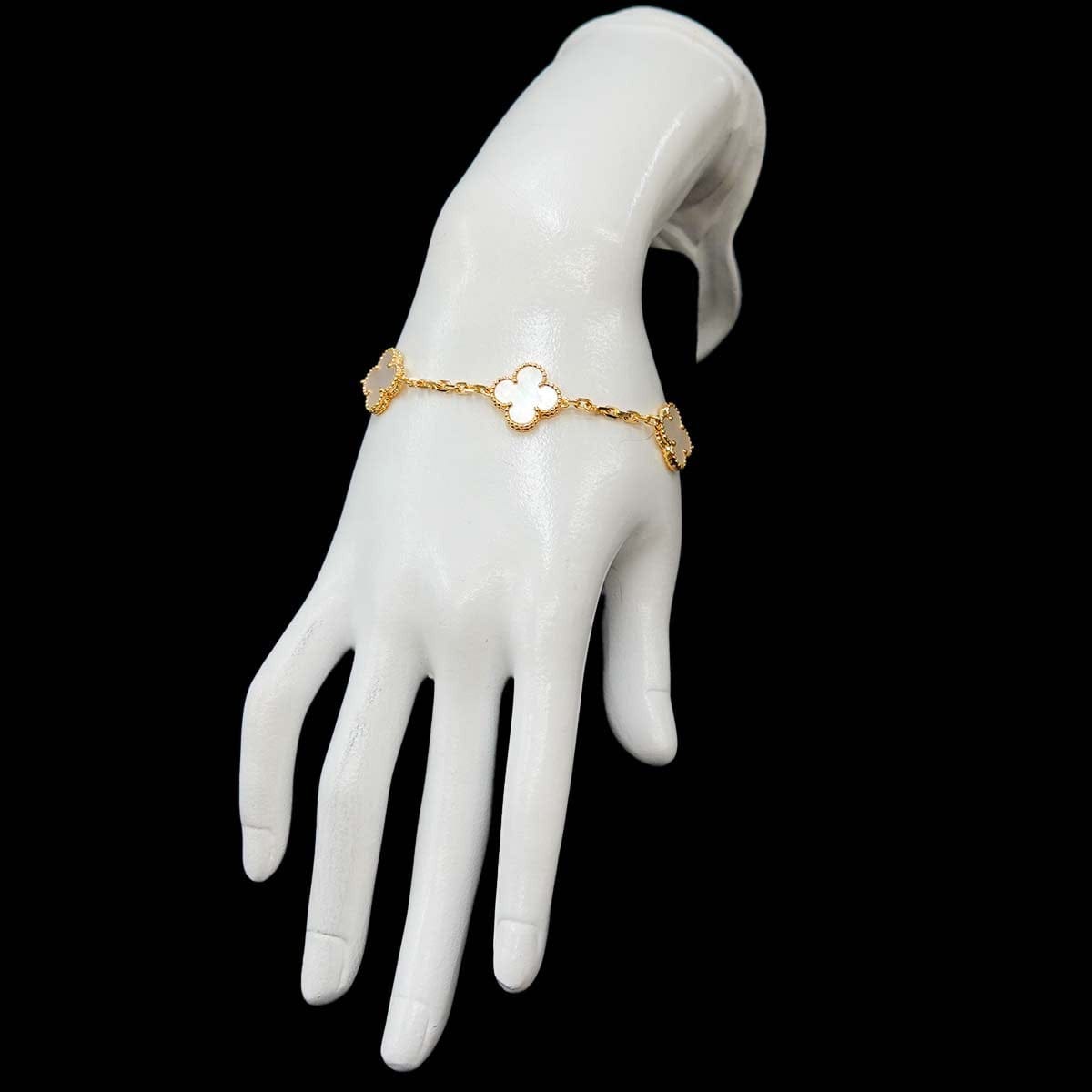 Luxury Promise Japan Van Cleef Arpels Vintage Alhambra Mother of Pearl Bracelet 18K YG 750 90286998