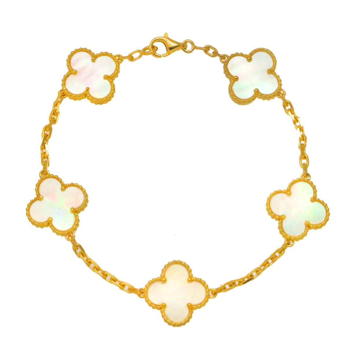 Luxury Promise Japan Van Cleef Arpels Vintage Alhambra Mother of Pearl Bracelet 18K YG 750 90286998