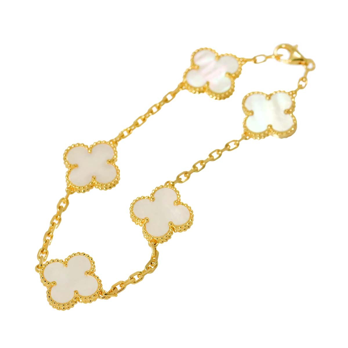 Luxury Promise Japan Van Cleef Arpels Vintage Alhambra Mother of Pearl Bracelet 18K YG 750 90286998