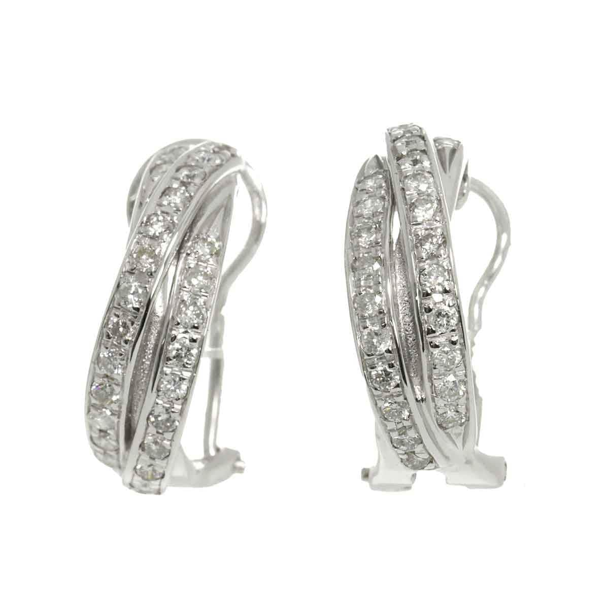 Luxury Promise Japan Diamond 0.34ct/0.34ct 0.25ct/0.25ct Earrings Clip-on Pierced 18K WG 750 90284380