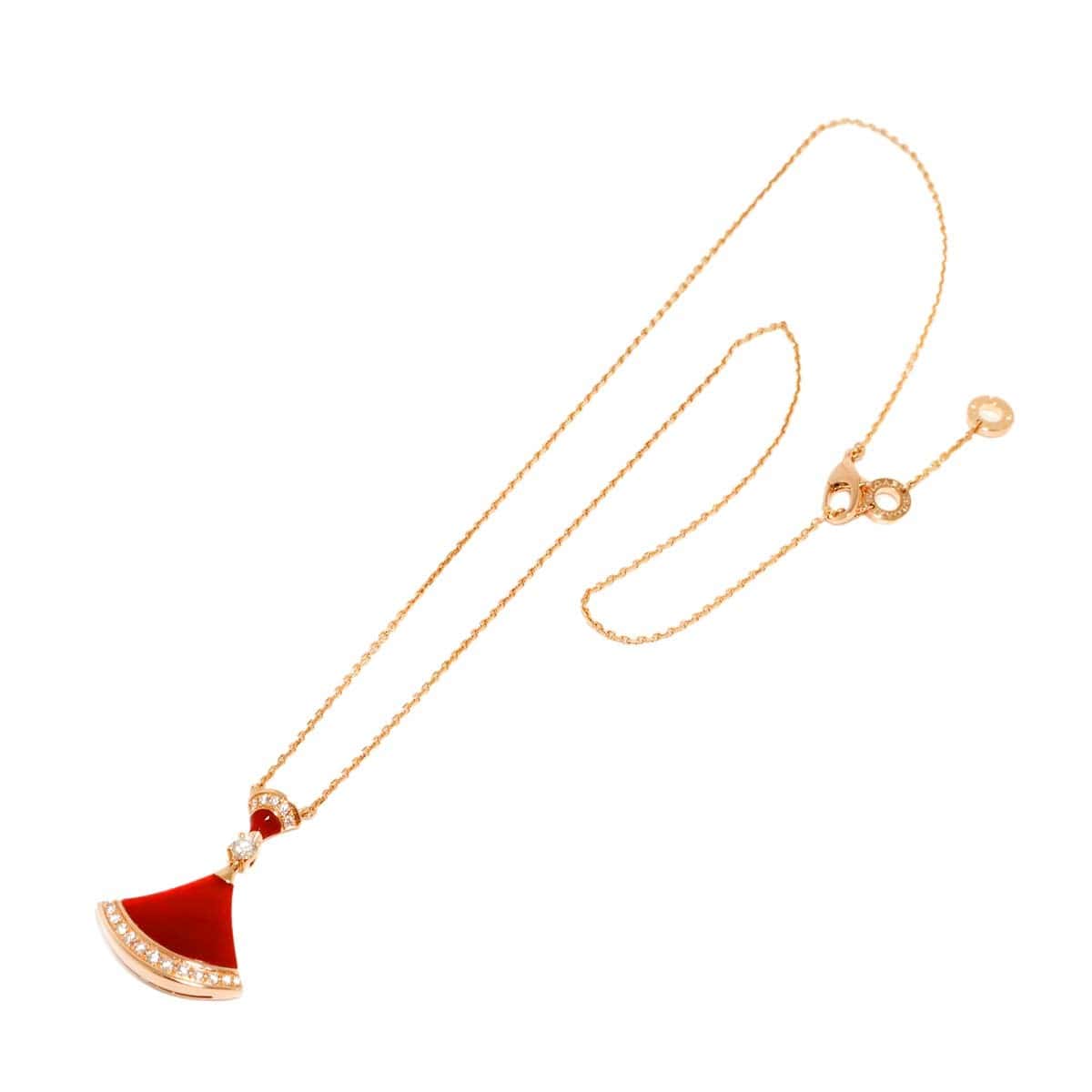 Luxury Promise Japan BVLGARI DIVAS DREAM Carnelian Diamond Necklace 18K PG 750 90311507