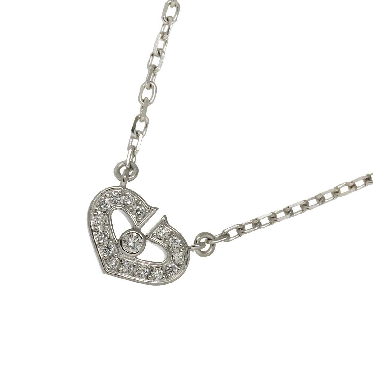Luxury Promise Japan Cartier Heart Diamond Necklace 18K White Gold 750 90285781