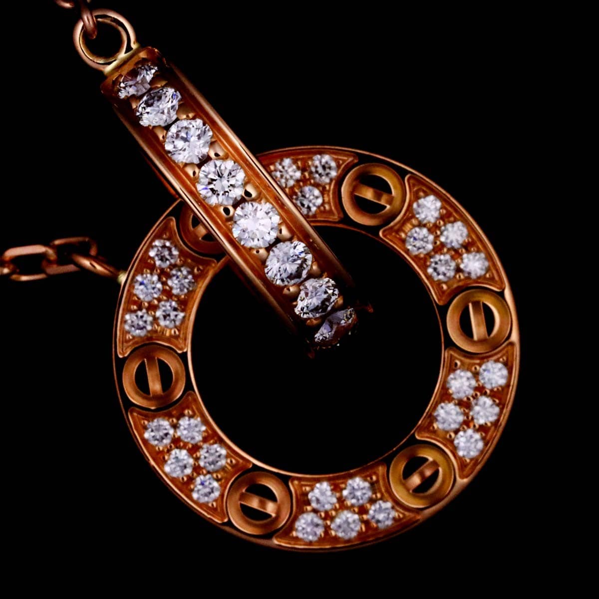 Luxury Promise Japan Cartier Love Pave Diamond Necklace 18K PG 750 90286992