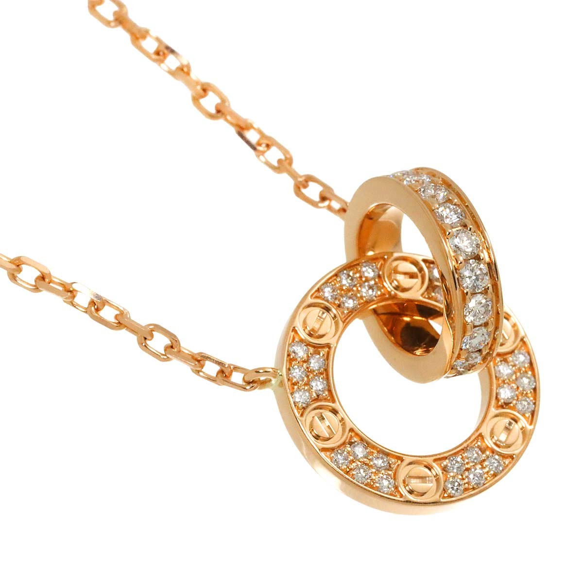 Luxury Promise Japan Cartier Love Pave Diamond Necklace 18K PG 750 90286992