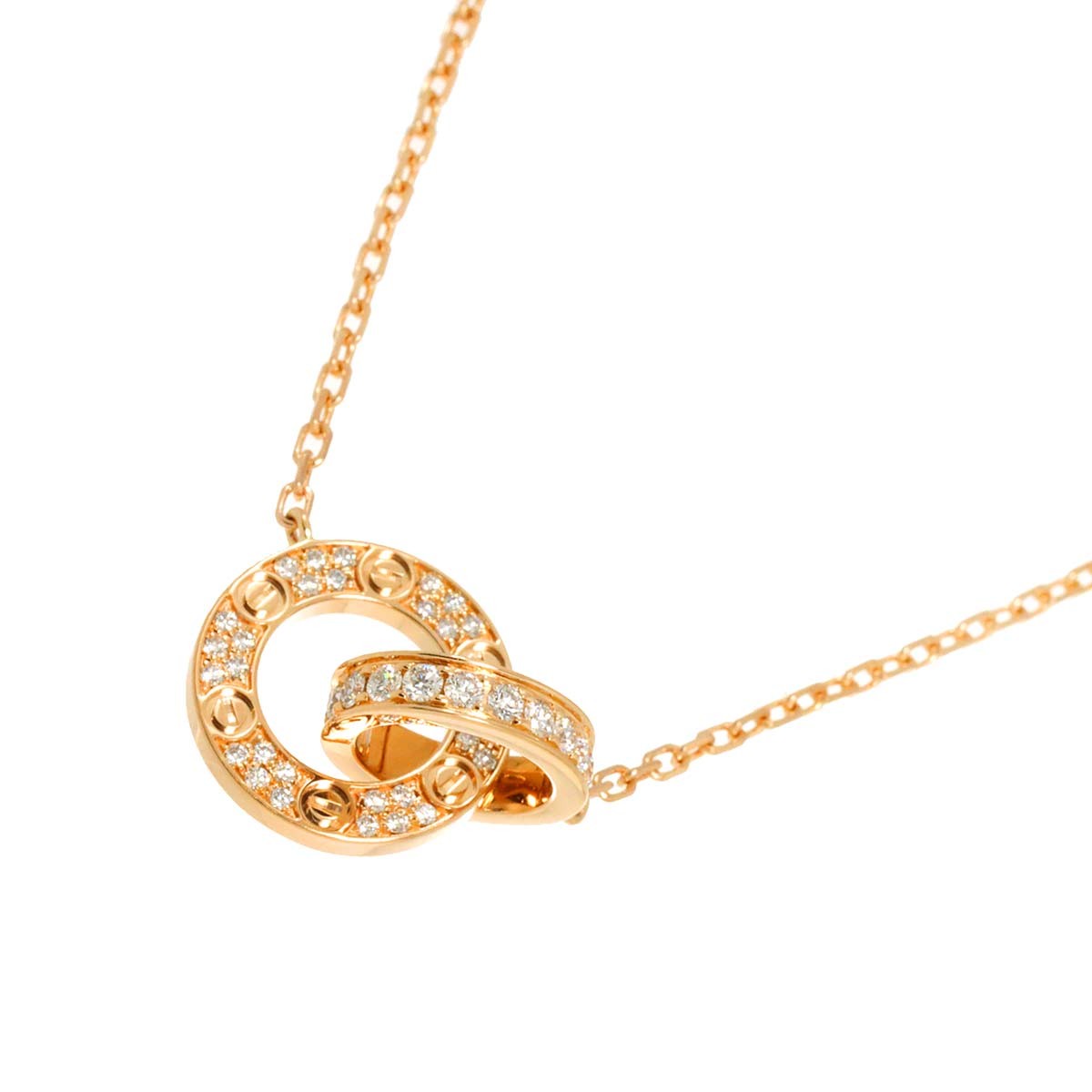 Luxury Promise Japan Cartier Love Pave Diamond Necklace 18K PG 750 90286992