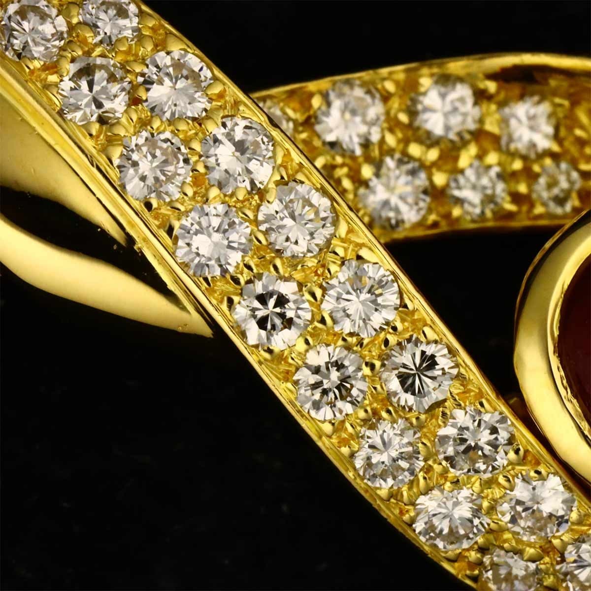 Luxury Promise Japan Cartier Ruby Diamond Necklace 18K Yellow Gold 750 90302467