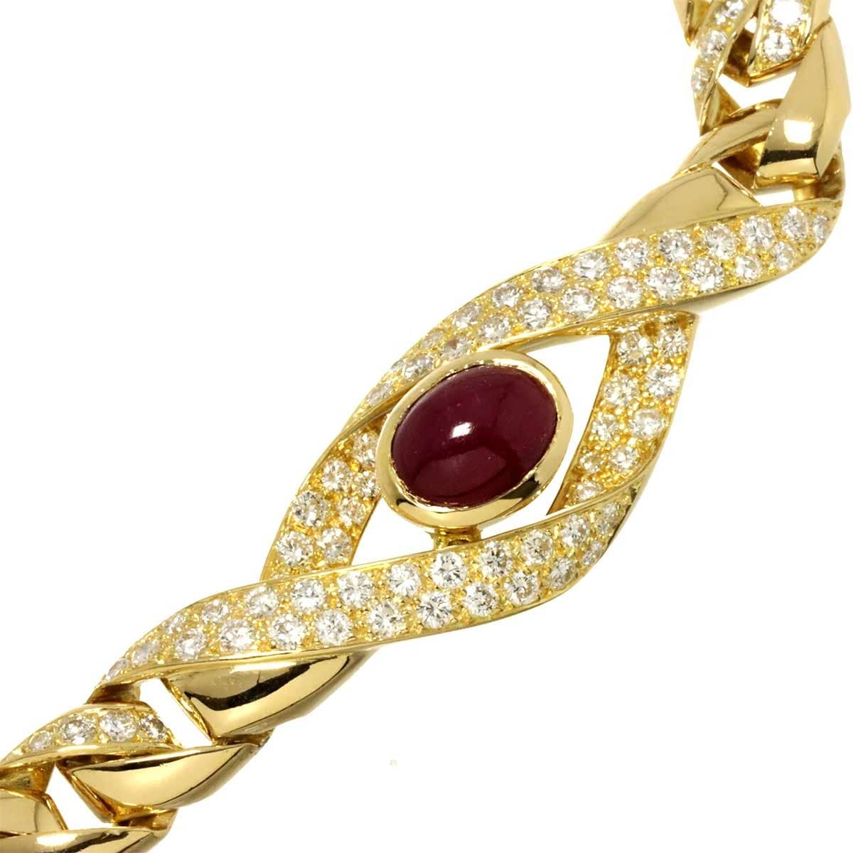 Luxury Promise Japan Cartier Ruby Diamond Necklace 18K Yellow Gold 750 90302467