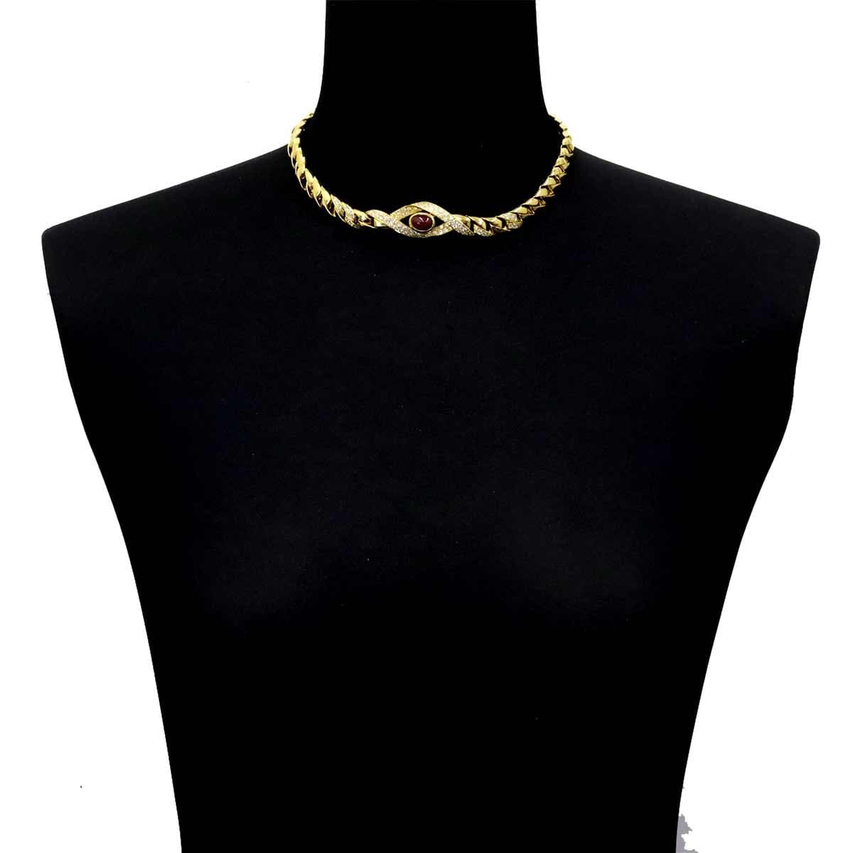 Luxury Promise Japan Cartier Ruby Diamond Necklace 18K Yellow Gold 750 90302467