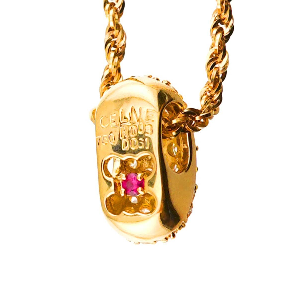 Luxury Promise Japan CELINE Diamond 0.61ct Ruby 0.03ct Necklace K18 Yellow Gold 750 90288387