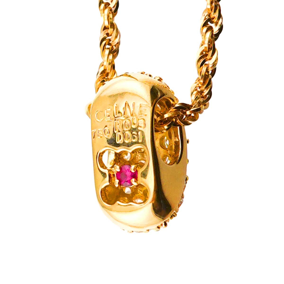 Luxury Promise Japan CELINE Diamond 0.61ct Ruby 0.03ct Necklace K18 Yellow Gold 750 90288387