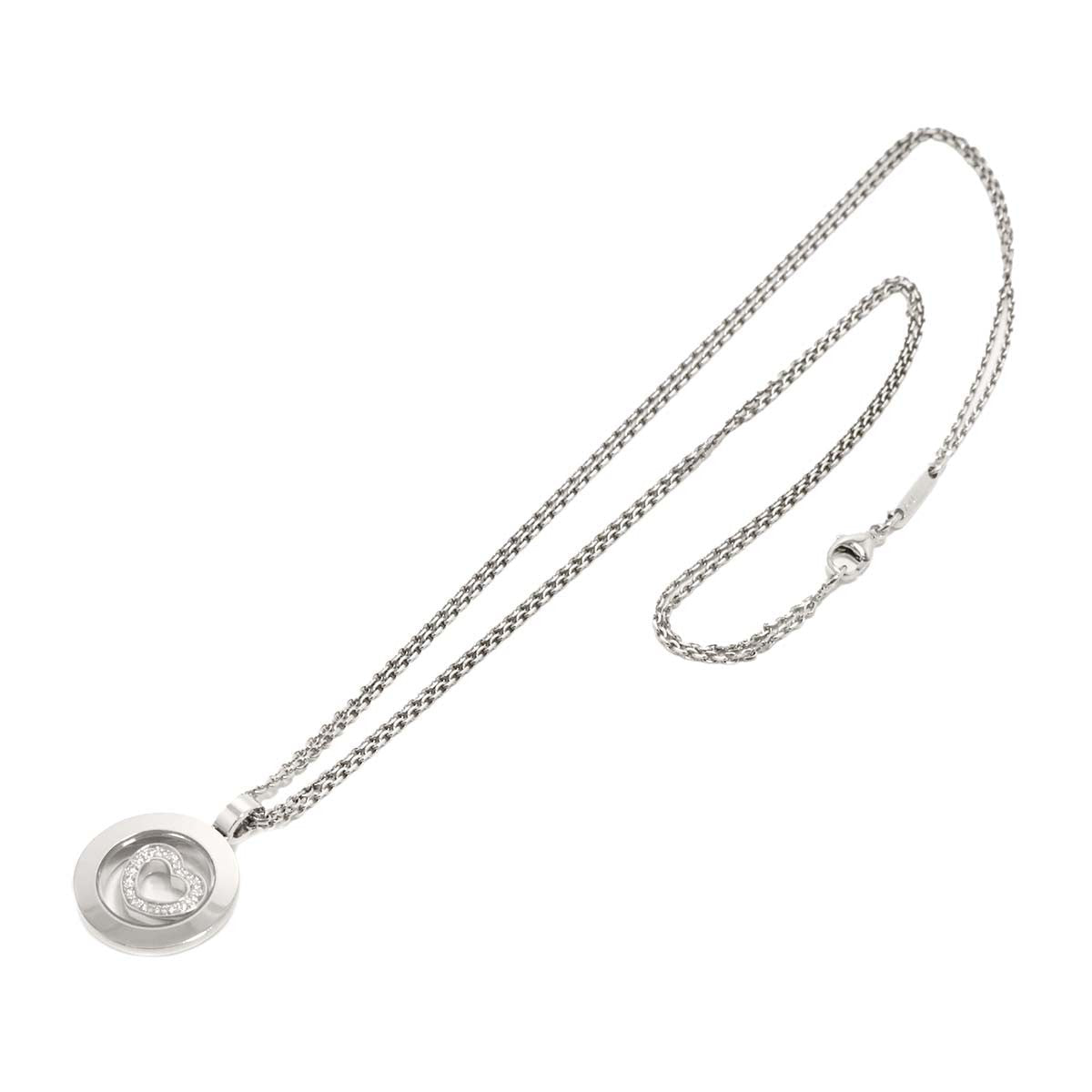 Luxury Promise Japan Chopard Happy Spirit Heart Diamond Necklace 18K White Gold 750 90288778