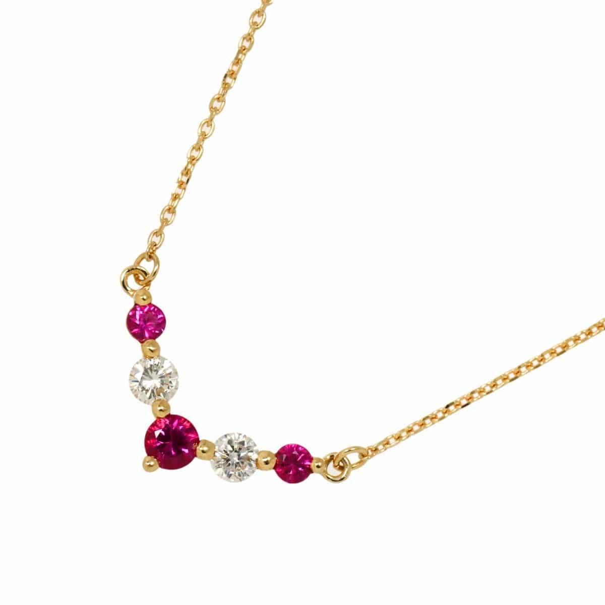 Luxury Promise Japan Ruby 0.32ct Diamond 0.20ct Necklace 18K 18K Yellow Gold 750 90304567
