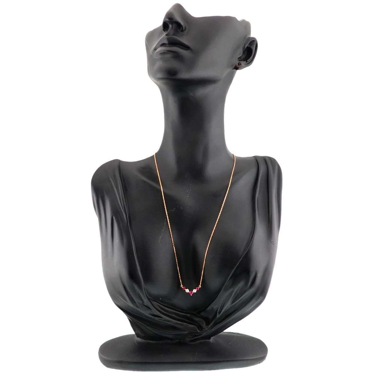 Luxury Promise Japan Ruby 0.32ct Diamond 0.20ct Necklace 18K 18K Yellow Gold 750 90304567