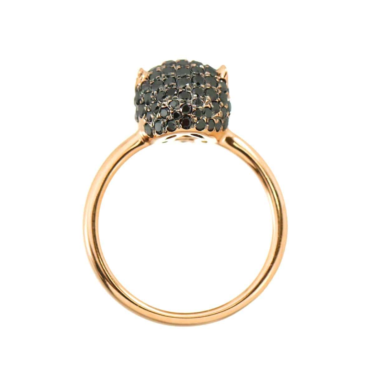 Luxury Promise Japan BlackDiamond 1.13ct Emerald 0.04ct Ring 14K PG 585 Size6-6.25(US) 90309513