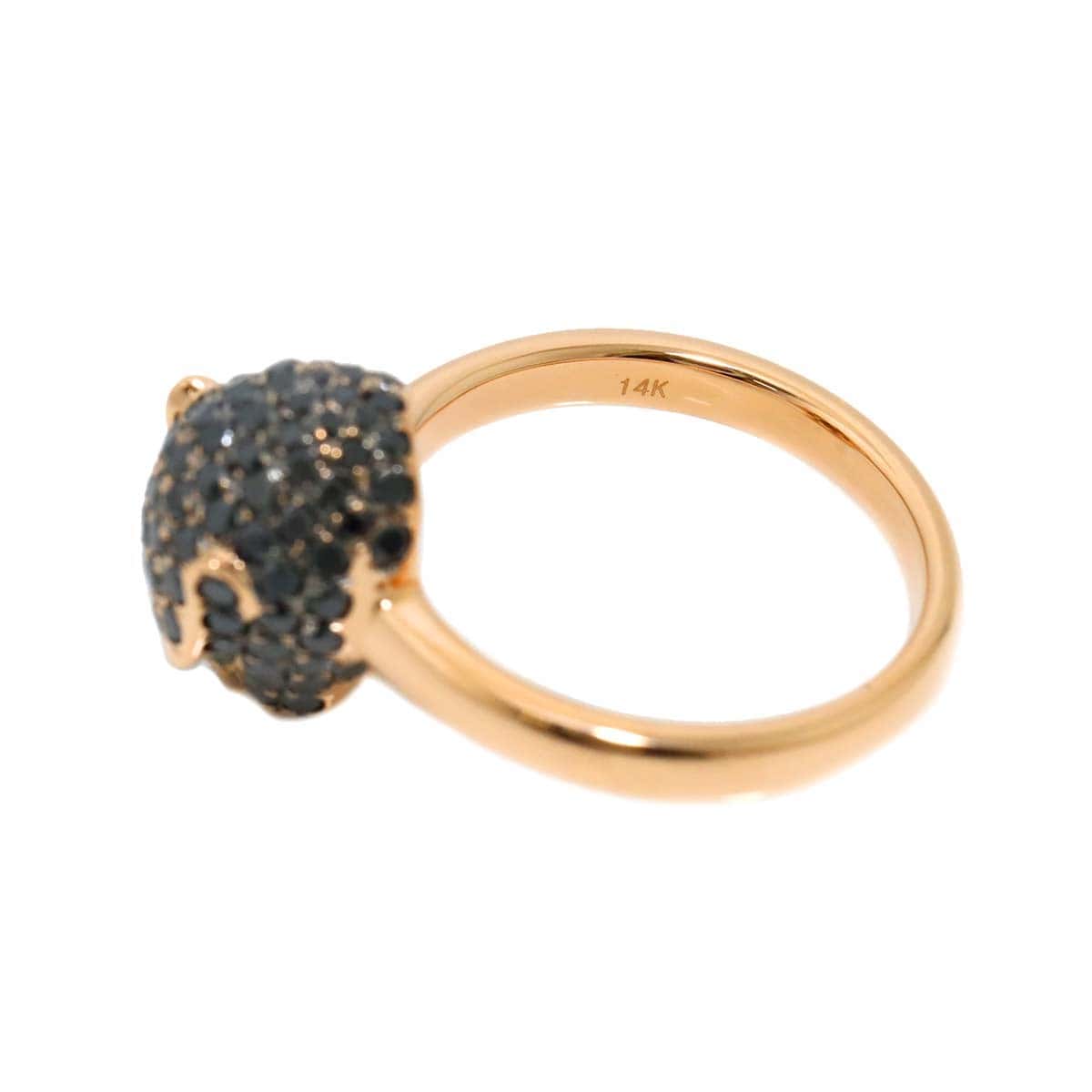 Luxury Promise Japan BlackDiamond 1.13ct Emerald 0.04ct Ring 14K PG 585 Size6-6.25(US) 90309513