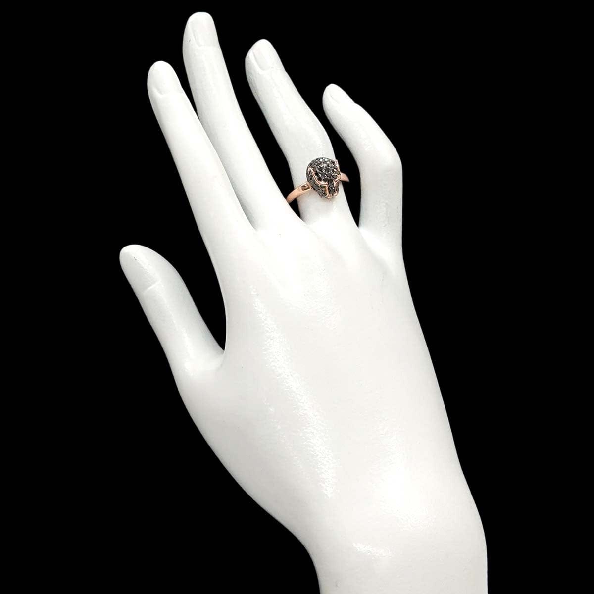Luxury Promise Japan BlackDiamond 1.13ct Emerald 0.04ct Ring 14K PG 585 Size6-6.25(US) 90309513