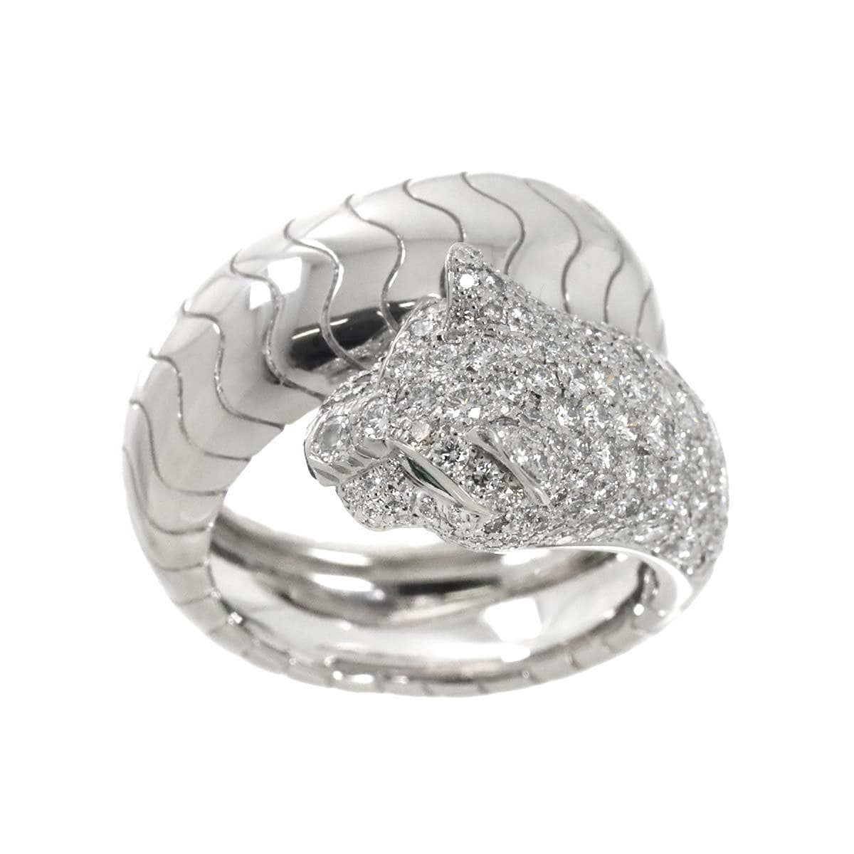 Luxury Promise Japan Cartier PANTHERE Diamond Emerald Onyx Ring K18 WG 750 Size55 7.25(US) 90268701