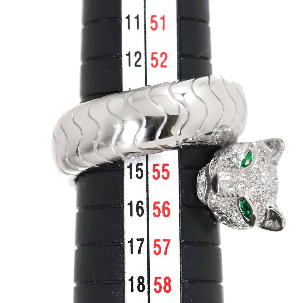 Luxury Promise Japan Cartier PANTHERE Diamond Emerald Onyx Ring K18 WG 750 Size55 7.25(US) 90268701