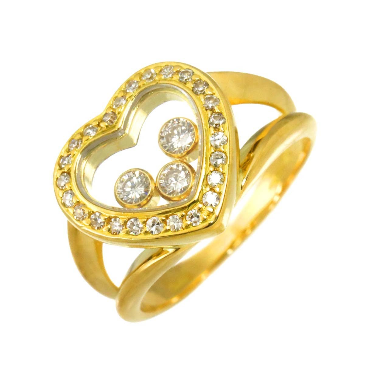 Luxury promise Japan Chopard Happy Diamond Ring 18K YG 750 Size4(US) 90319527
