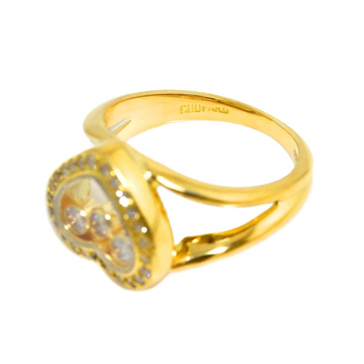 Luxury promise Japan Chopard Happy Diamond Ring 18K YG 750 Size4(US) 90319527
