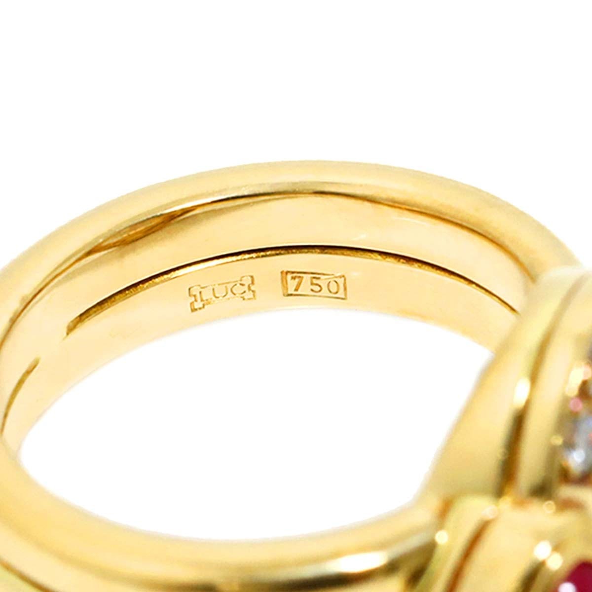 Luxury Promise Japan Chopard Happy Diamond Sapphire Ruby Ring 18K YG 750 Size6.25-6.5(US) 90290526