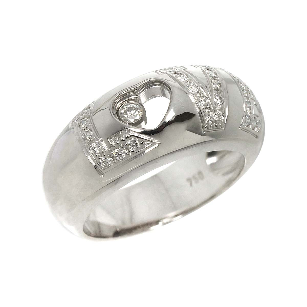 Luxury Promise Japan Chopard Happy LOVE Diamond Heart Ring 18K White Gold 750 Size6(US) 90278370