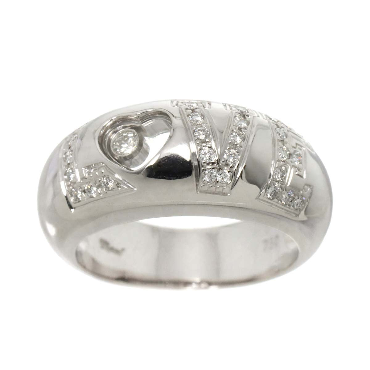 Luxury Promise Japan Chopard Happy LOVE Diamond Heart Ring 18K White Gold 750 Size6(US) 90278370