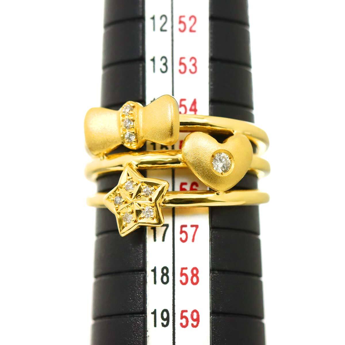 Luxury Promise Japan Diamond 0.10ct Ring 18K YG Yellow Gold 750 7.25-7.5(US) 90280590