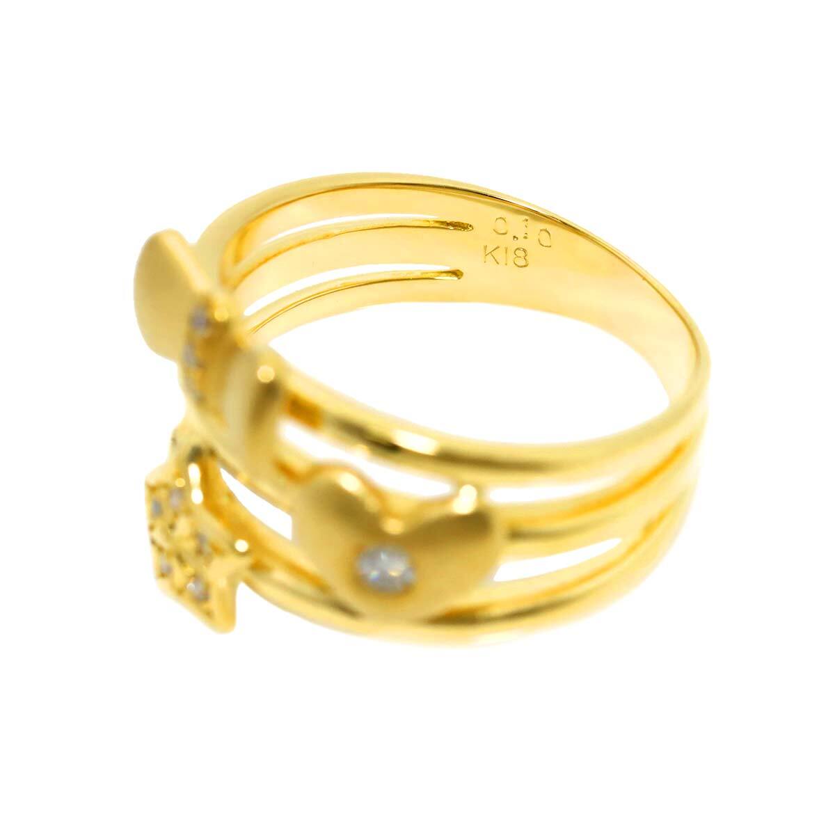 Luxury Promise Japan Diamond 0.10ct Ring 18K YG Yellow Gold 750 7.25-7.5(US) 90280590