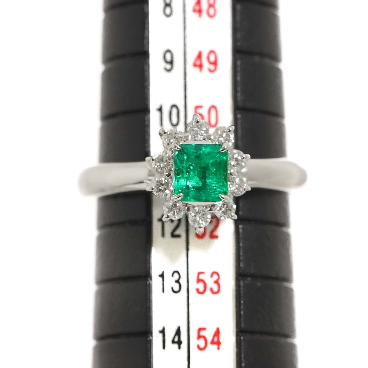 Luxury Promise Japan Emerald 0.45ct Diamond 0.24ct Ring Pt Platinum Size5.5-5.75(US) 90283346