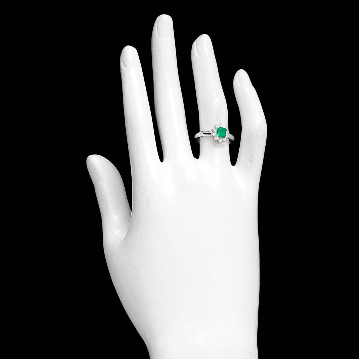Luxury Promise Japan Emerald 0.45ct Diamond 0.24ct Ring Pt Platinum Size5.5-5.75(US) 90283346