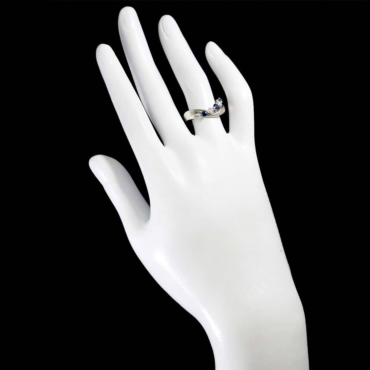 Luxury Promise Japan Sapphire 0.35ct Diamond 0.32ct Ring Pt Platinum size5.5-5.25(US) 90282559