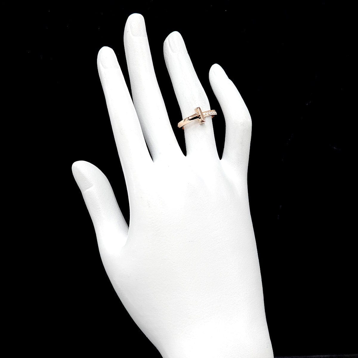 Luxury Promise Japan TIFFANY Co. T One Diamond Ring 18K PG 750 Size5.5-5.75(US) 90288322