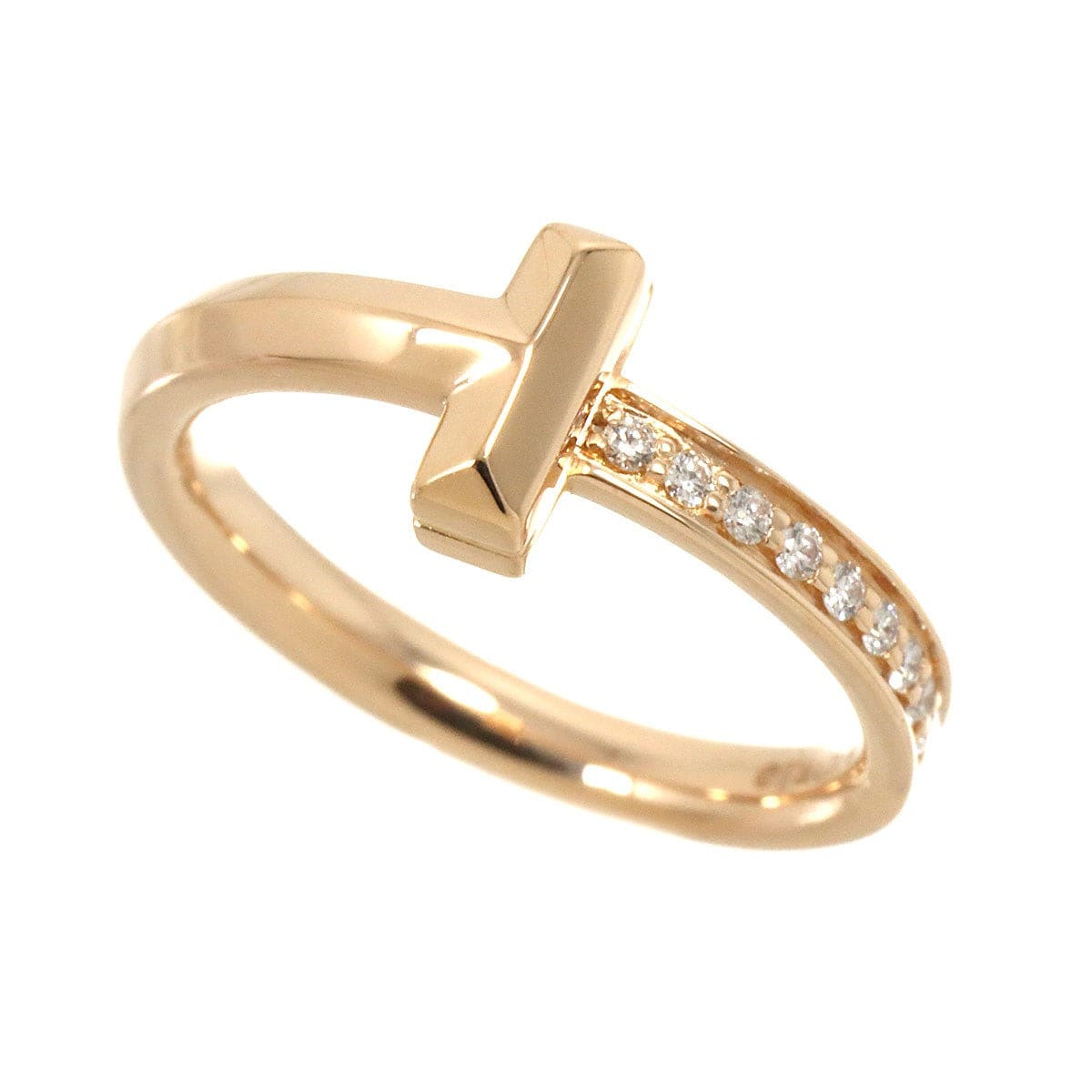 Luxury Promise Japan TIFFANY Co. T One Diamond Ring 18K PG 750 Size5.5-5.75(US) 90288322