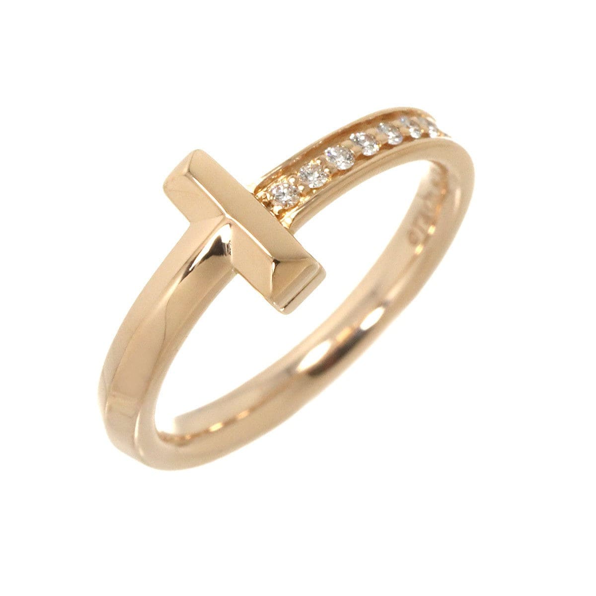 Luxury Promise Japan TIFFANY Co. T One Diamond Ring 18K PG 750 Size5.5-5.75(US) 90288322