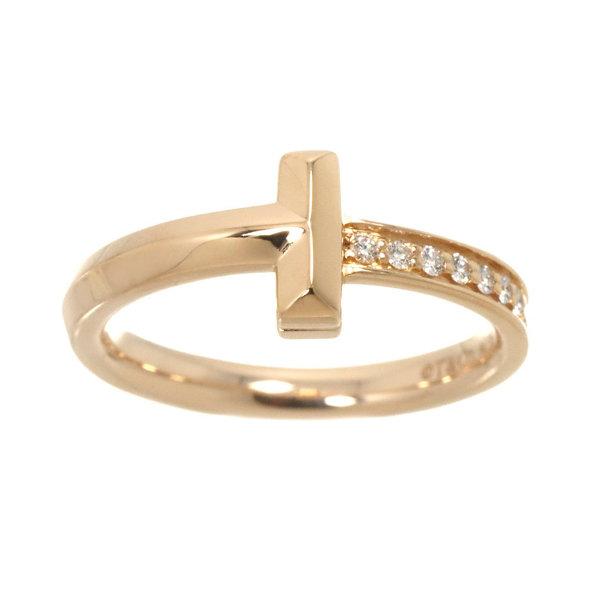 Luxury Promise Japan TIFFANY Co. T One Diamond Ring 18K PG 750 Size5.5-5.75(US) 90288322