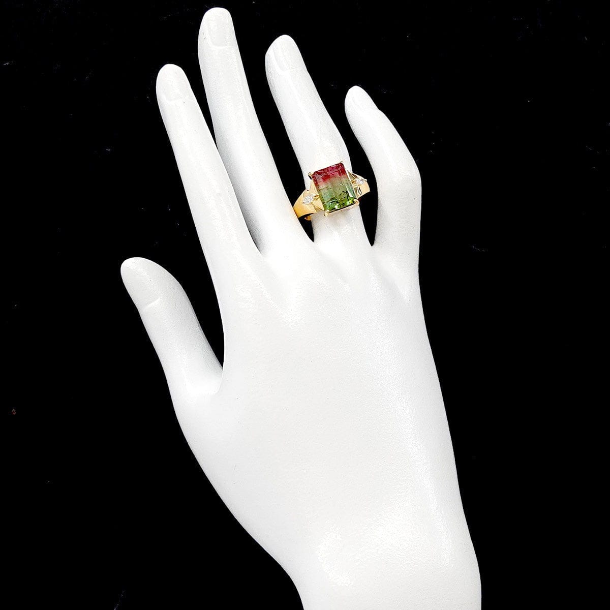 Luxury Promise Japan Tourmaline 6.55ct Diamond 0.16ct Ring 18K YG 750 Size6-6.25(US) 90315984