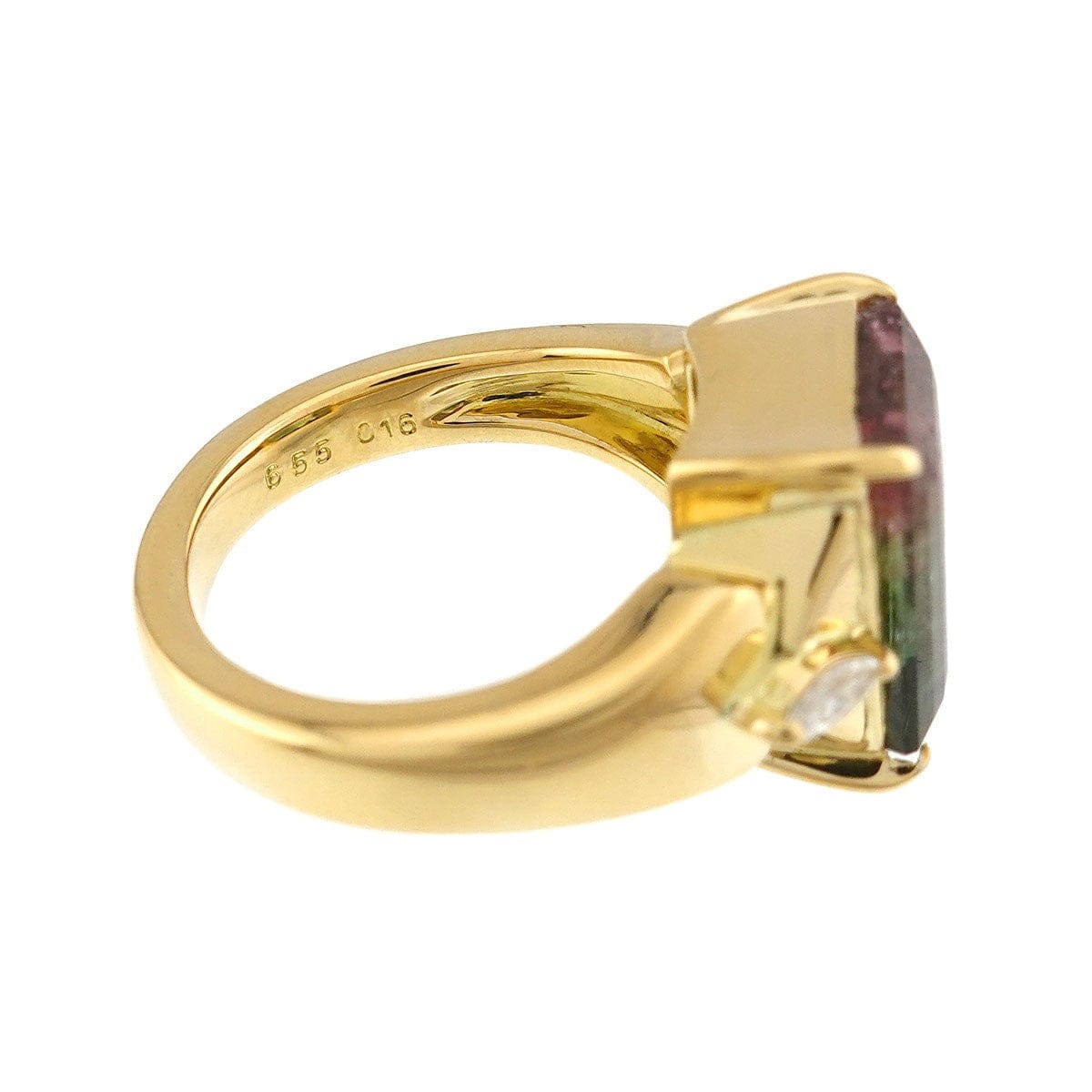 Luxury Promise Japan Tourmaline 6.55ct Diamond 0.16ct Ring 18K YG 750 Size6-6.25(US) 90315984